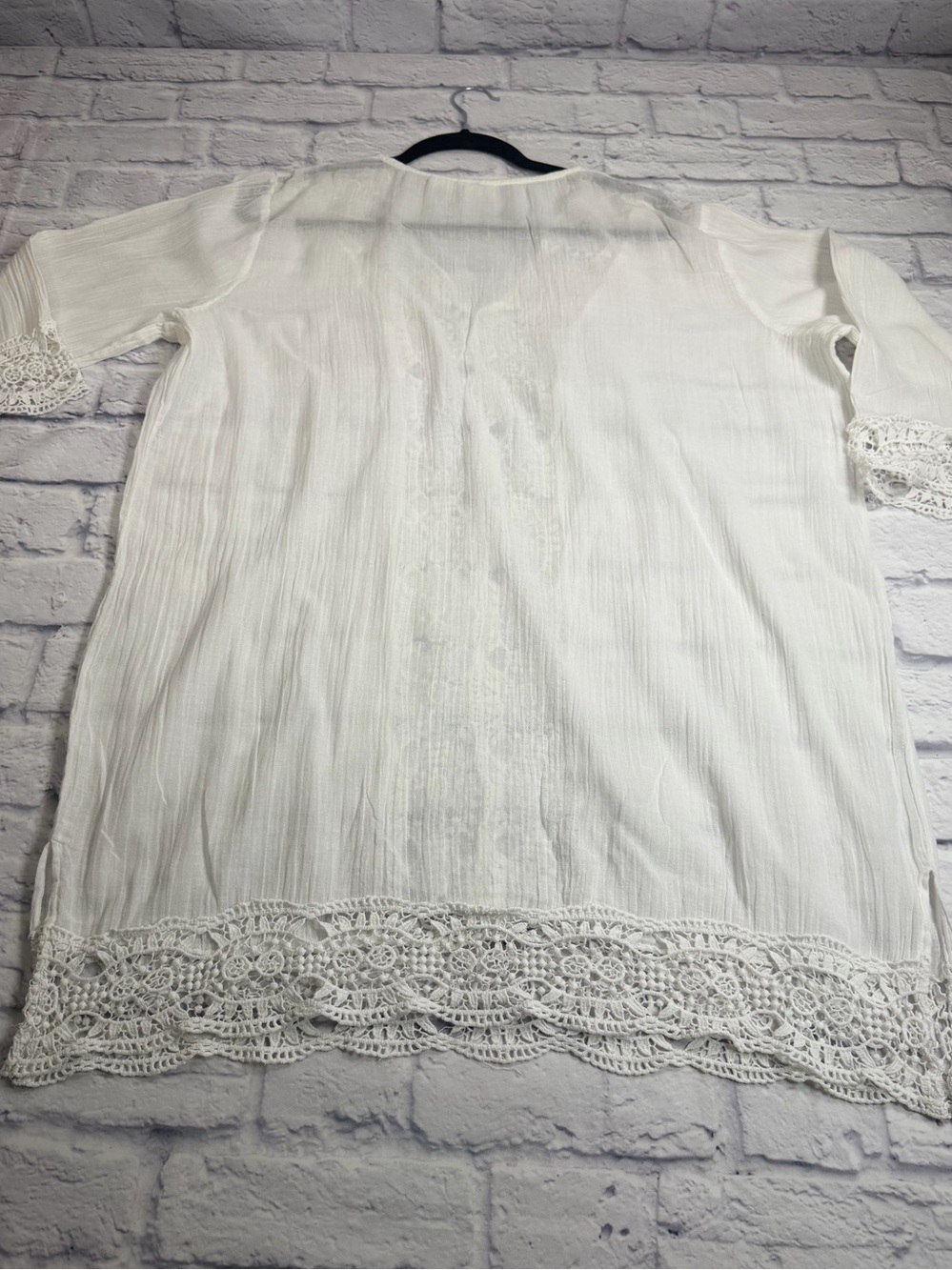 Sigrid Olsen White Sheer Women's Swim Coverup with Subtle Trim. Size XL. - Picture 10 of 10